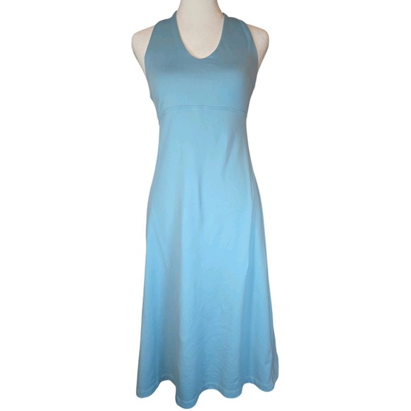 Patagonia Morning Glory Halter Dress Womens S Aqua Stretch V-Neck Tie Back‎ Gorp - Picture 1 of 6